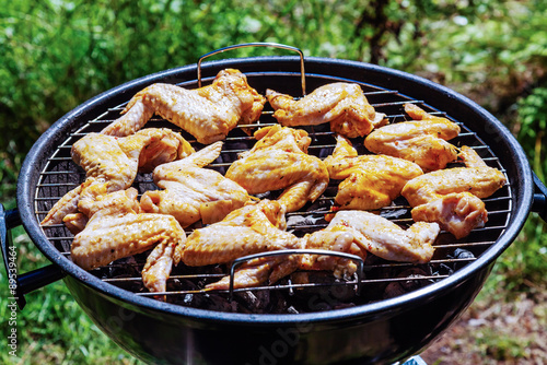 Meat cooked over charcoal