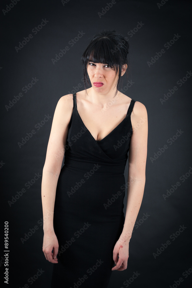 Beautiful woman doing different expressions in different sets of clothes: surprise Beautiful woman doing different expressions in different sets of clothes: surprise