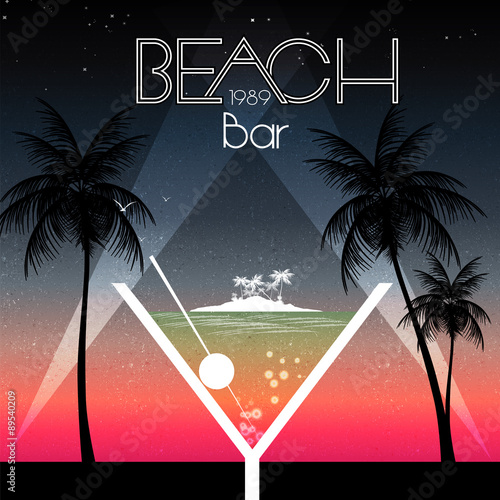Cocktail Party Invitation Poster - Vector Illustration
