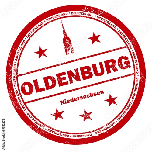 Oldenburg Niedersachsen Deutschland Stempel vintage Grunge rot weiß photo