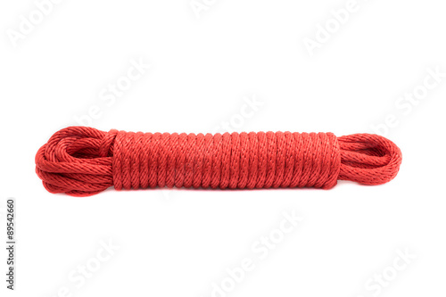 Red rope on white background