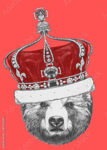 Portrait of Bear with mirror sunglasses. Vector