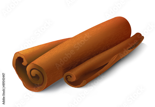 Cinnamon sticks on white background.