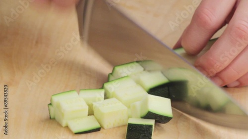 Courgette being diced