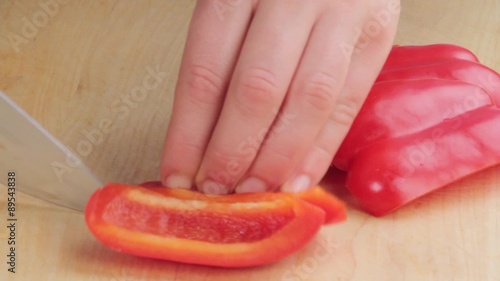 Pepper being diced