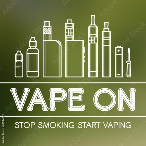 Vector illustration of vape on blurred background
