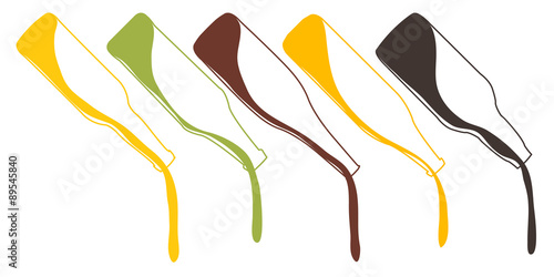 Different Kinds of Beer Pouring Bottles Illustration