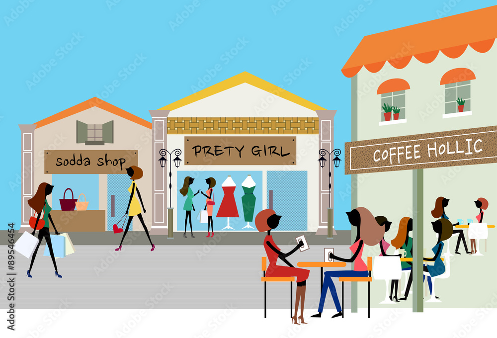 Illustration of modern city life Illustration of modern city life