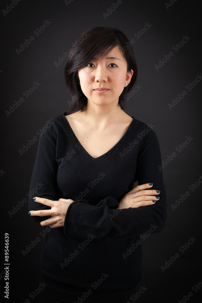 Obraz premium Beautiful woman doing different expressions in different sets of clothes: love