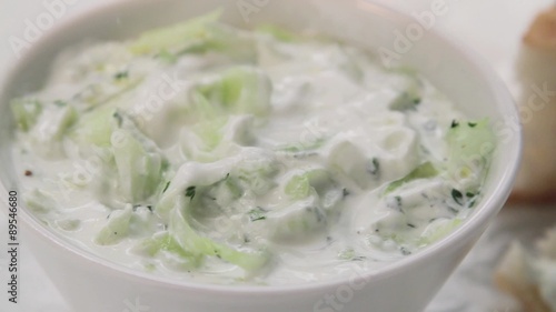 A bowl of tzatziki (Greek cucumber yogurt)