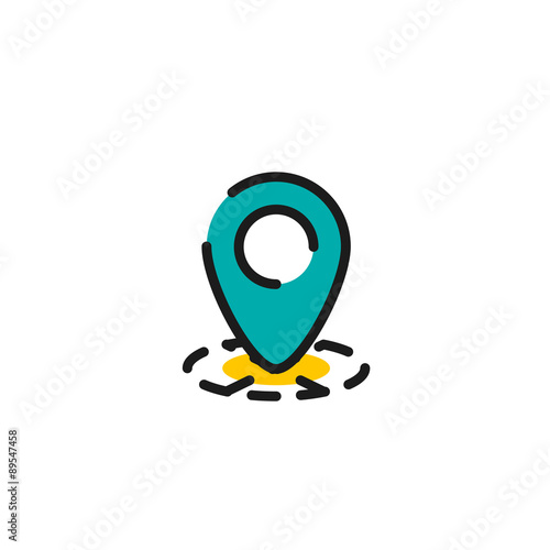 Color line icon for flat design. Map tag