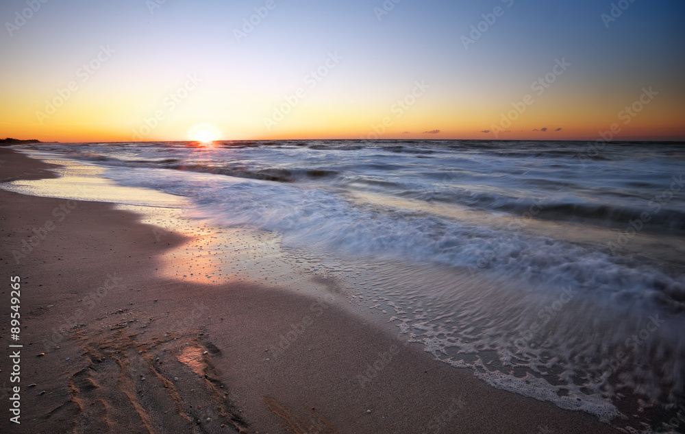 Sunset and sea. Beach and sea sunset.