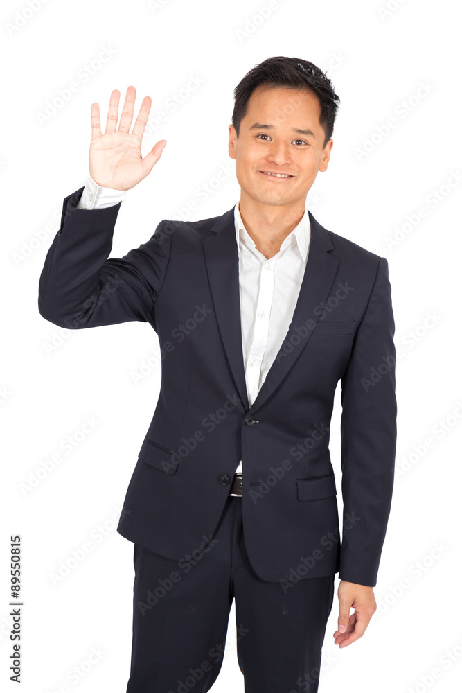 Handsome man doing different expressions in different sets of clothes: waving Handsome man doing different expressions in different sets of clothes: waving