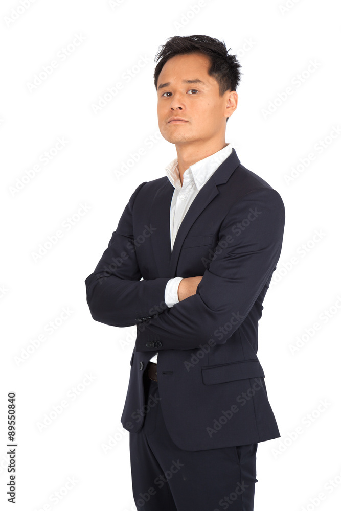 Handsome man doing different expressions in different sets of clothes: arms crossed Handsome man doing different expressions in different sets of clothes: arms crossed