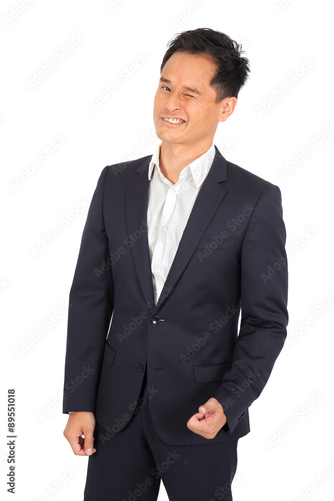 Handsome man doing different expressions in different sets of clothes: blinking Handsome man doing different expressions in different sets of clothes: blinking