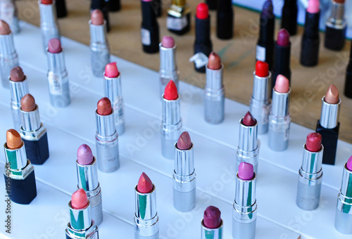 Sample of lipstick in the market photo