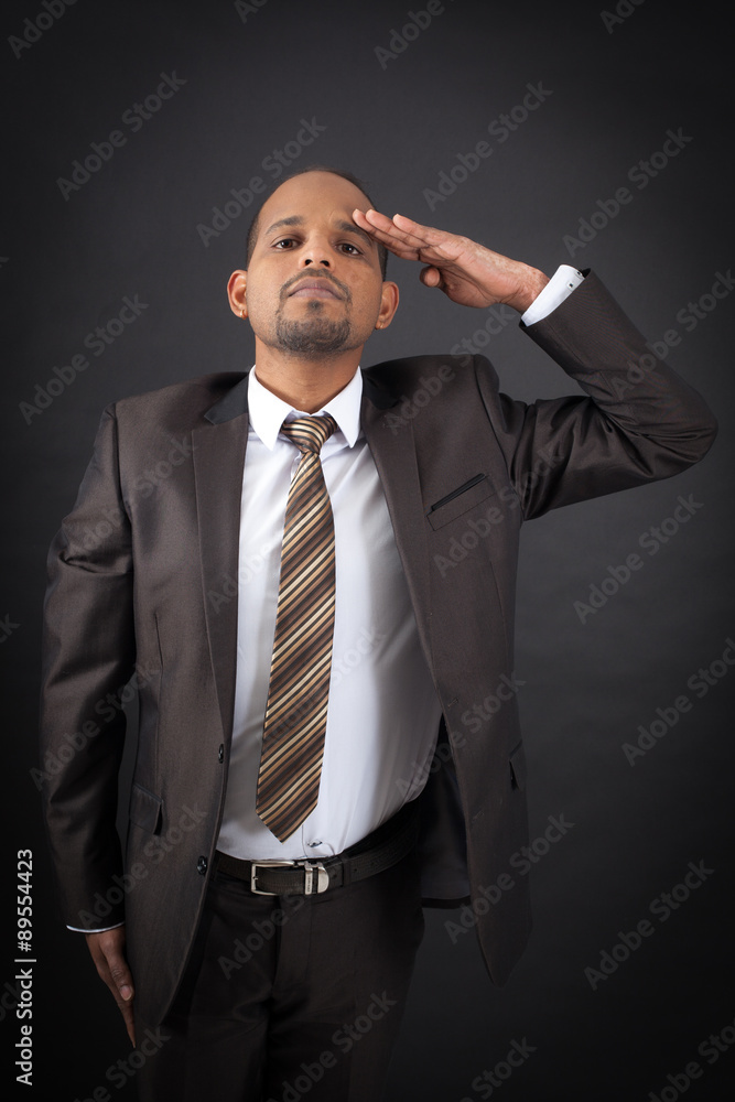 Handsome man doing different expressions in different sets of clothes: at attention Handsome man doing different expressions in different sets of clothes: at attention