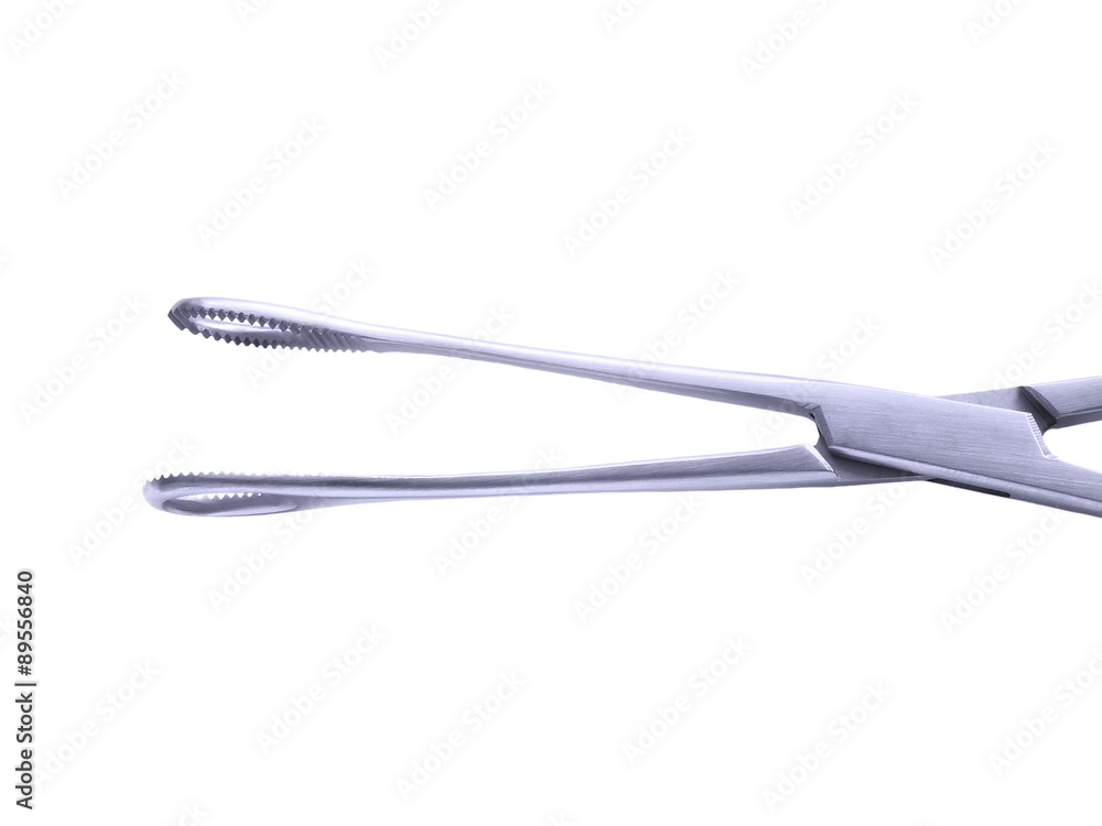 stainless steel surgical forceps isolated on white background, with clipping path stainless steel surgical forceps isolated on white background, with clipping path