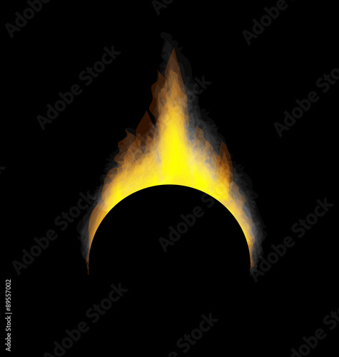 Burning fire flame on black background