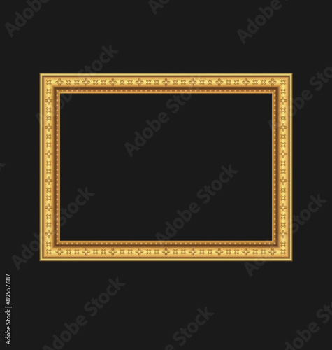 Vintage picture frame isolated on black background