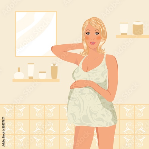 pregnant women in bathroom