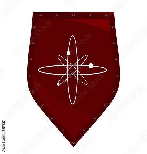 Illustration by red knight shield of white background