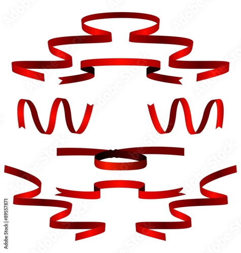 Realistic illustration the set bow, ribbon - vector