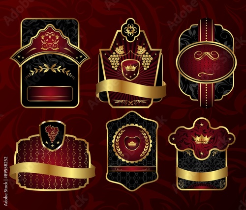 set black gold-framed labels