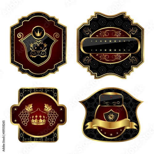 set black gold-framed labels