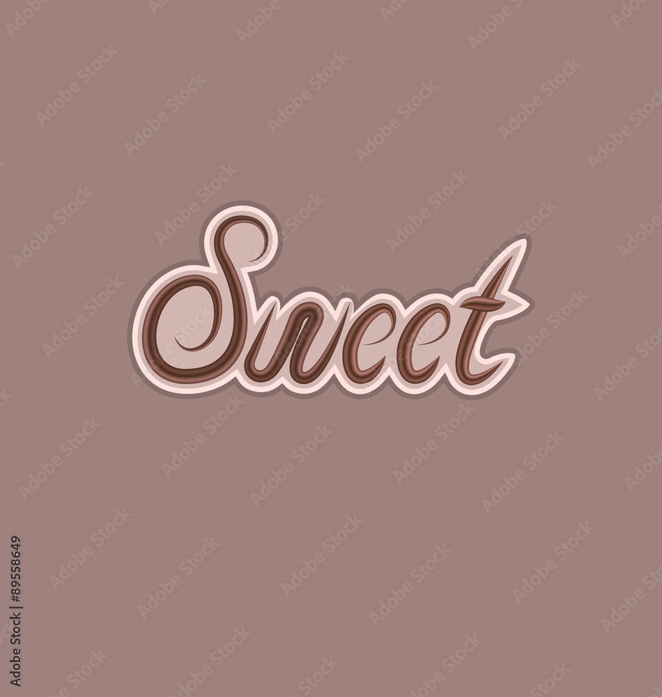 Sweet text made of chocolate, design element Sweet text made of chocolate, design element
