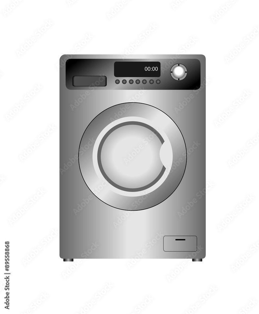 Realistic illustration of new washing machine isolated on white Realistic illustration of new washing machine isolated on white