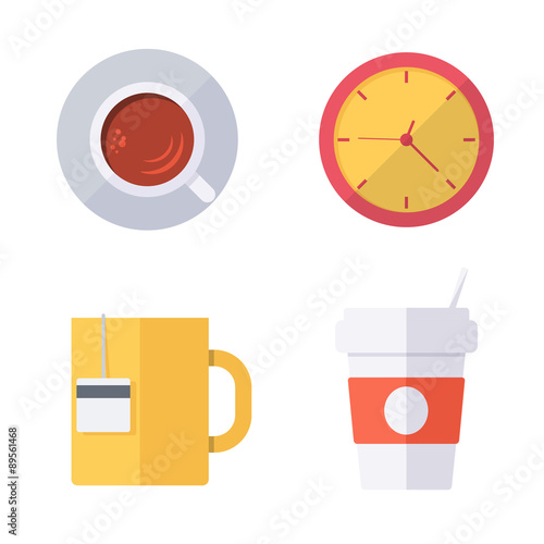 Coffee break or tea time icons. 