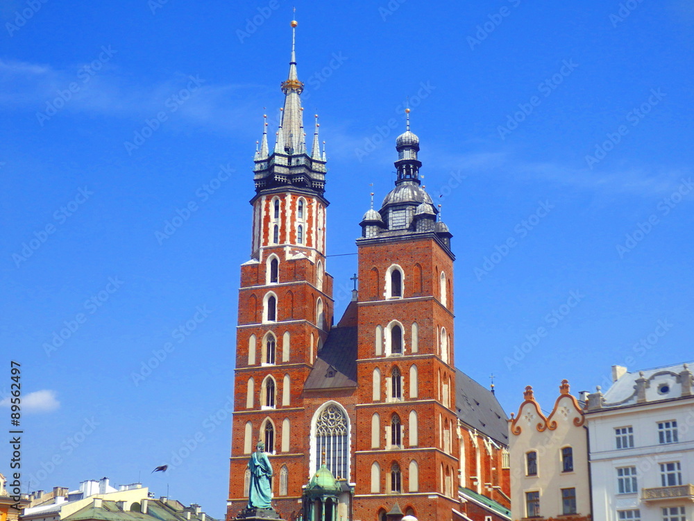 Saint Mary's Basilica in Main Square, Krakow, Poland
