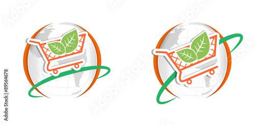 shopping cart logo leaf