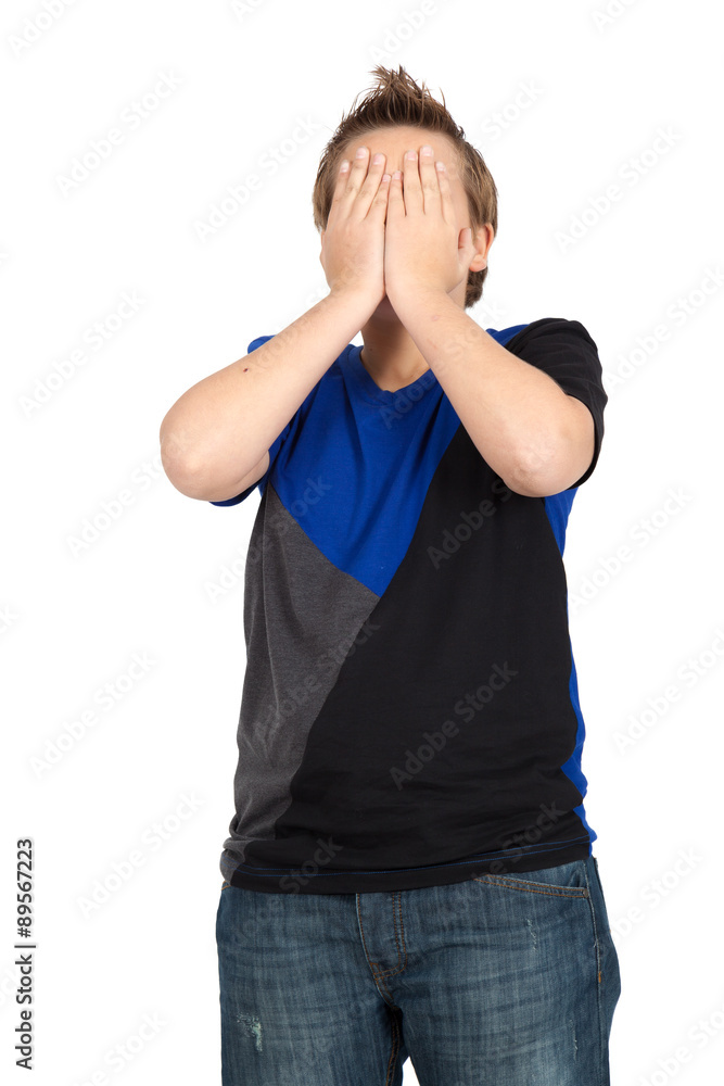 Handsome child doing different expressions in different sets of clothes: surprise Handsome child doing different expressions in different sets of clothes: surprise