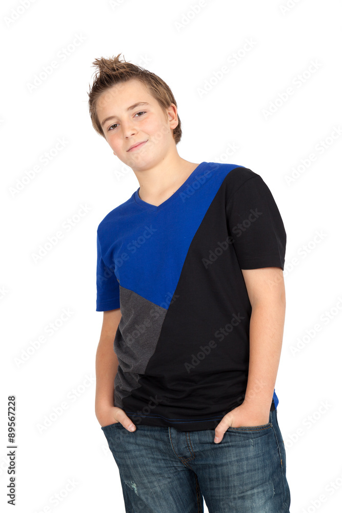 Handsome child doing different expressions in different sets of clothes: hands in pockets Handsome child doing different expressions in different sets of clothes: hands in pockets
