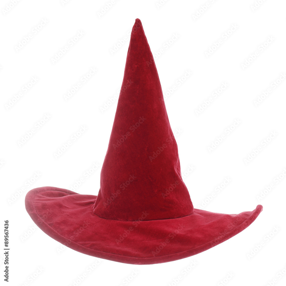Naklejka premium chapeau pointu de sorcière en velours rouge