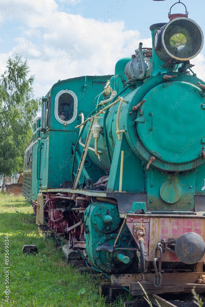 Naklejka premium Old steam powered railway train.