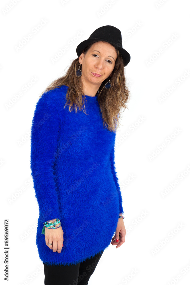 Beautiful woman doing different expressions in different sets of clothes: bored Beautiful woman doing different expressions in different sets of clothes: bored