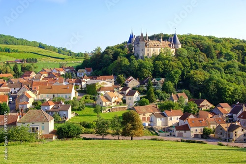 Village of Rochepot and its medieval castle, Burgundy, France photo