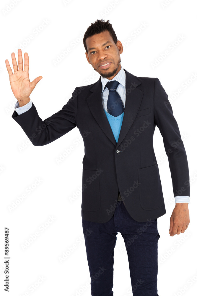 Handsome man doing different expressions in different sets of clothes: waving Handsome man doing different expressions in different sets of clothes: waving