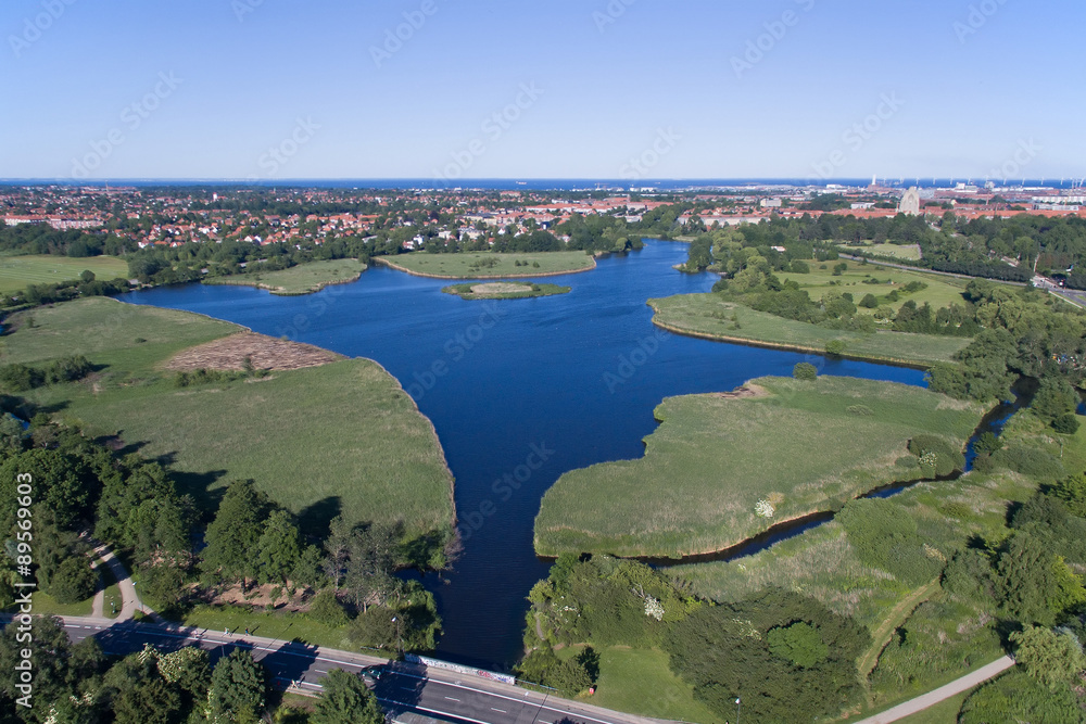 Aerial view of Utterslev Mire part 3, Denmark