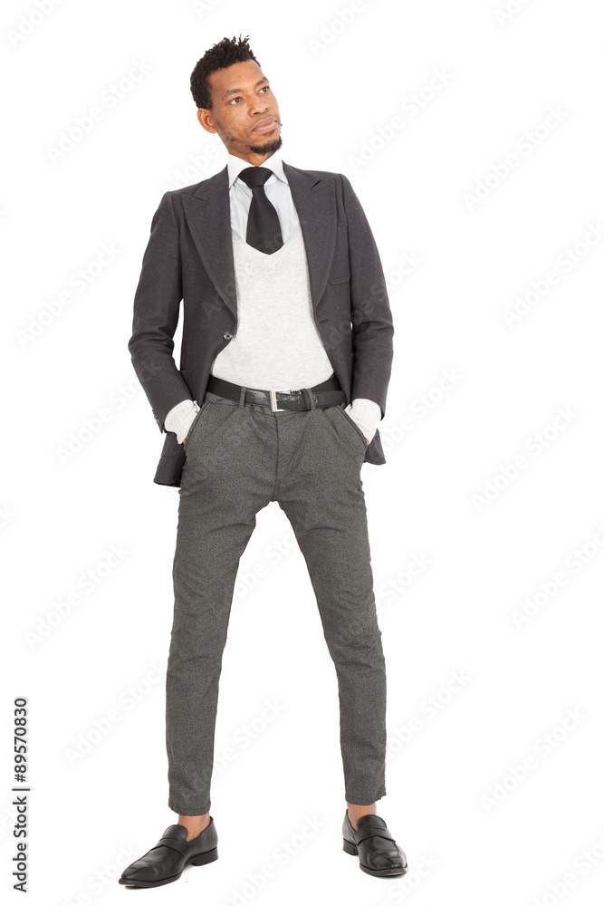 Handsome man doing different expressions in different sets of clothes: posing