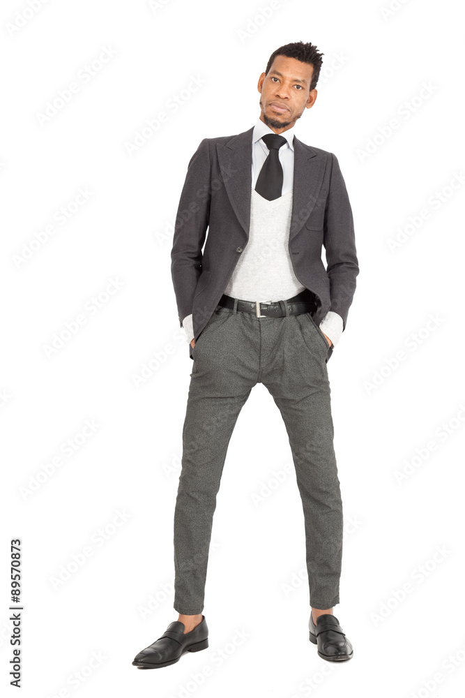 Fototapeta premium Handsome man doing different expressions in different sets of clothes: posing