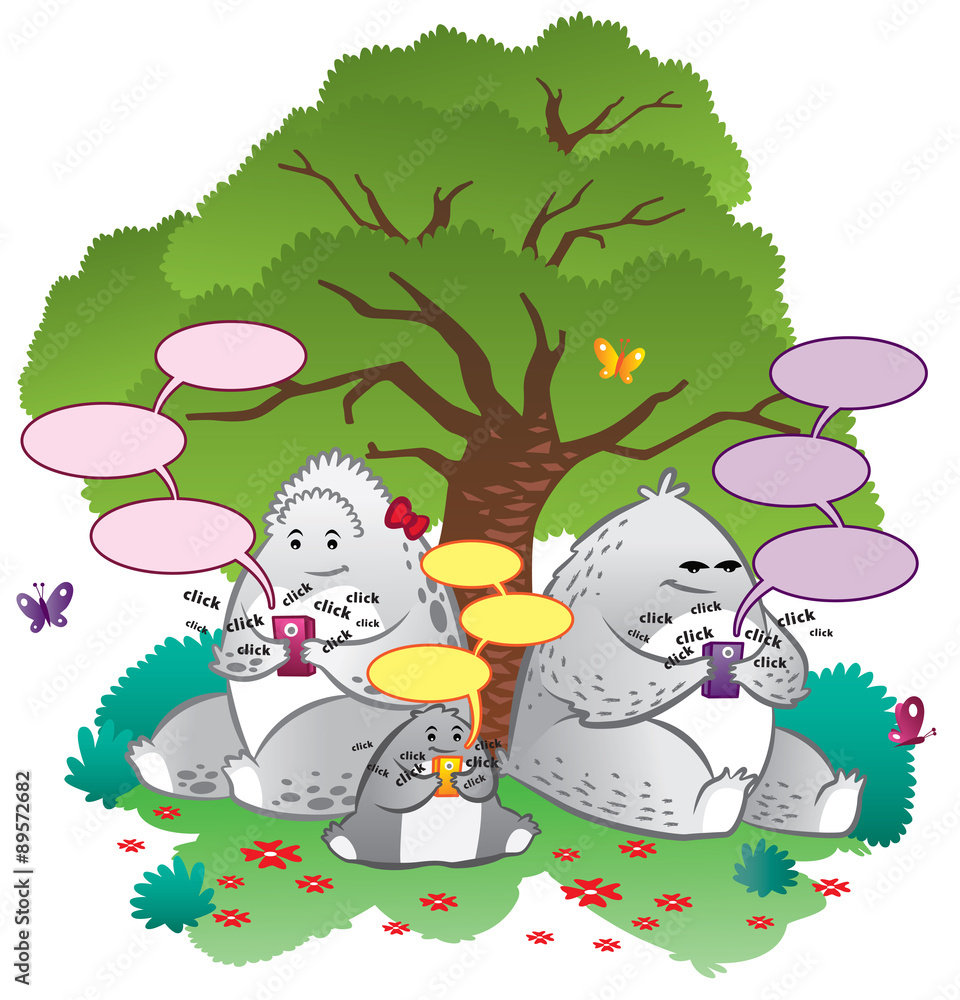 Naklejka premium Monsters text message funny conversation 