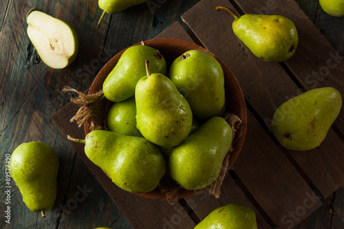 Green Organic Bartlett Pears photo