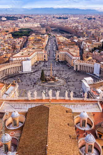 Photography Saint Peter's Square in Vatican and aerial view of Rome