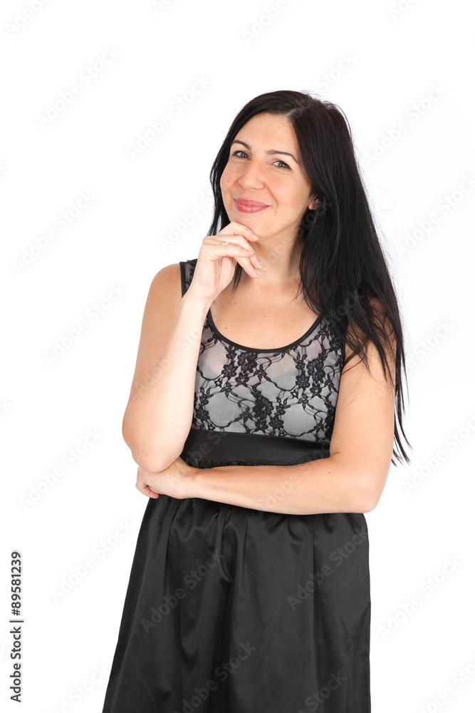 Beautiful woman doing different expressions in different sets of clothes: thinking Beautiful woman doing different expressions in different sets of clothes: thinking