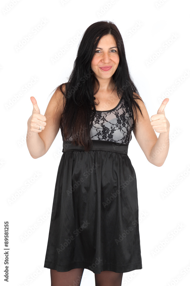 Beautiful woman doing different expressions in different sets of clothes: thumbs up Beautiful woman doing different expressions in different sets of clothes: thumbs up