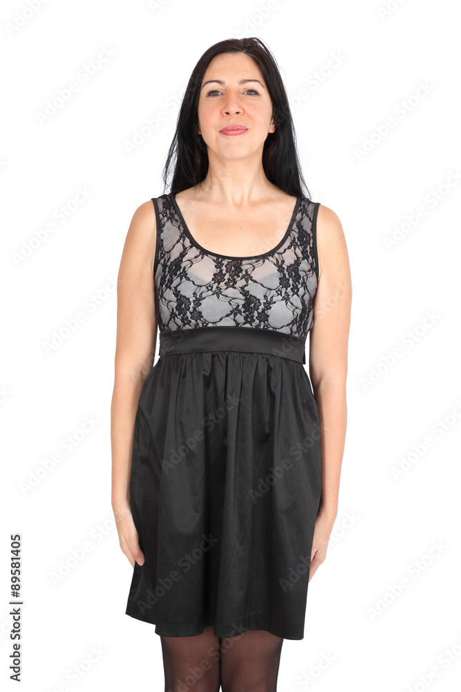 Beautiful woman doing different expressions in different sets of clothes: at attention Beautiful woman doing different expressions in different sets of clothes: at attention